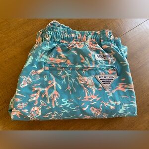 Columbia S Performance Nylon Swim Trunks Palms Hula Drinks PFG Shorts